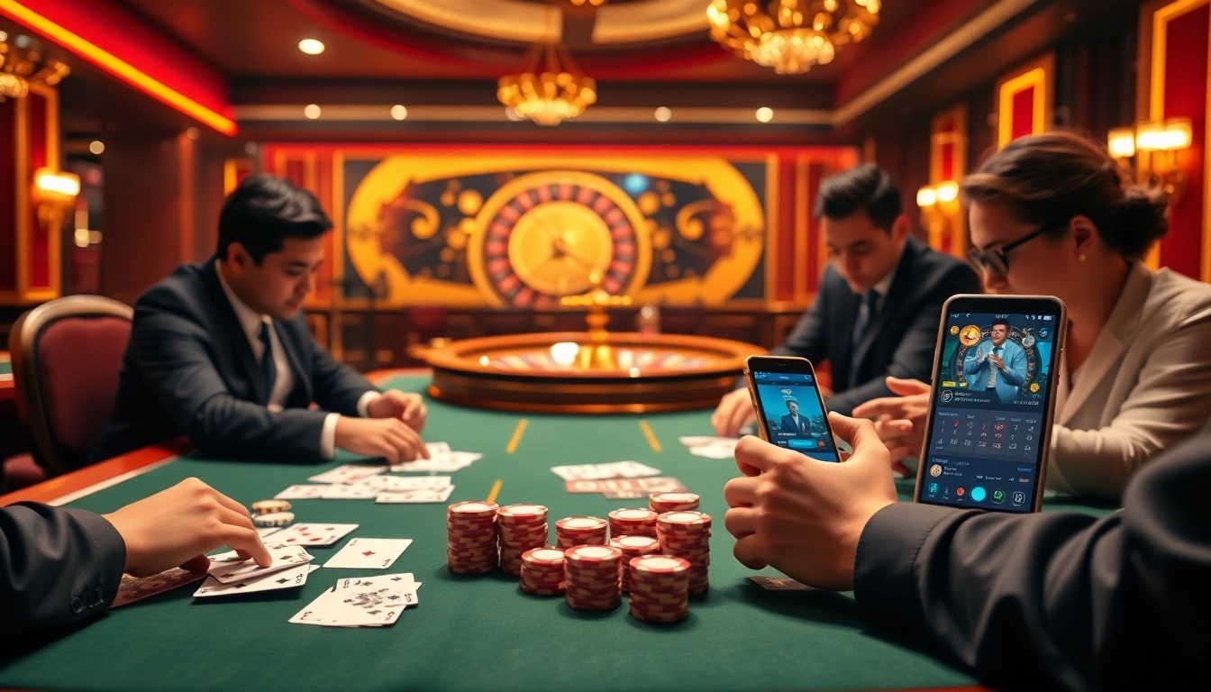 Exciting poker game at Nhà Cái 789P with vibrant chips and cards in action.