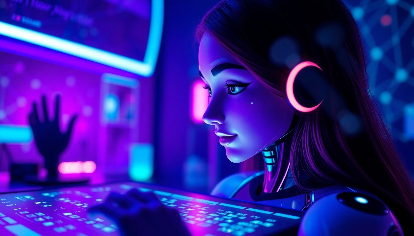 Dynamic interaction with an nsfw ai chatbot showcasing advanced digital design.