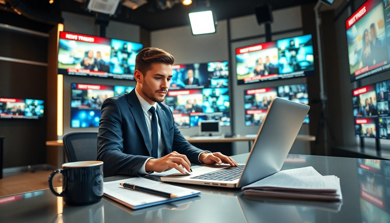 Capture the essence of suntimesnews.com with an active journalist in a lively newsroom.