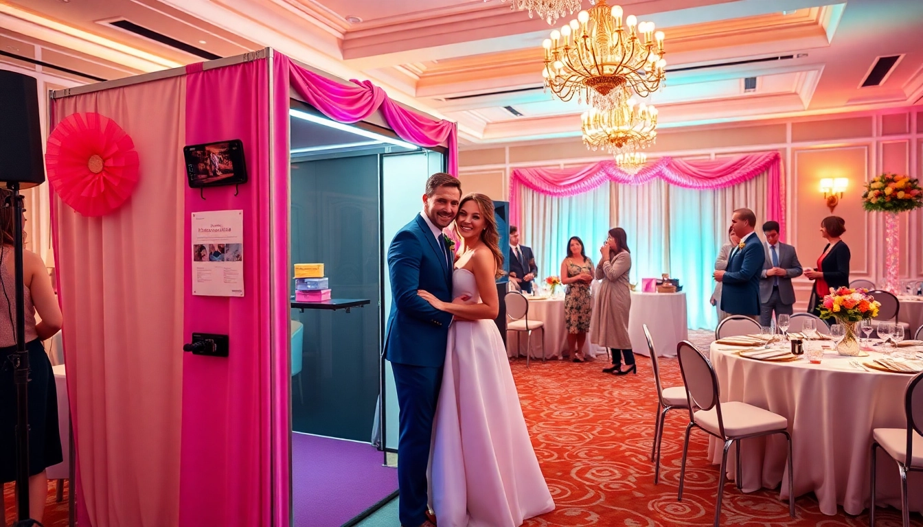 Capture memorable moments with this photo booth rental setup featuring fun props and happy guests.