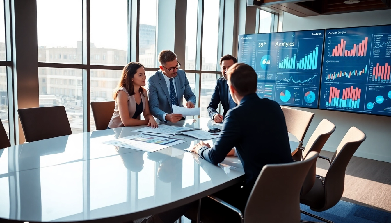 Analyze content gaps with a dedicated team in a high-tech office setting, showcasing data-driven strategies.