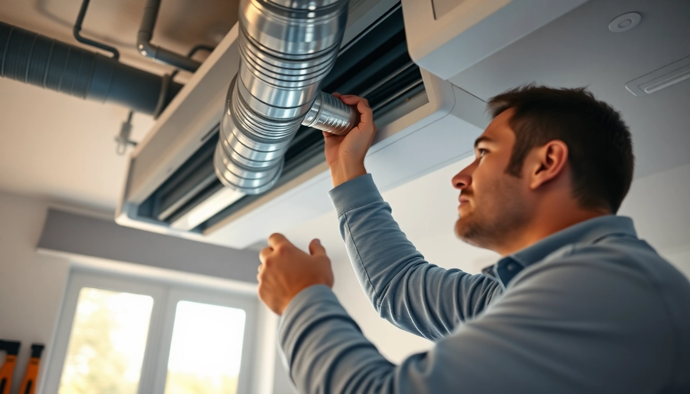 Technician conducting Central Air Conditioning Installation, showcasing professional equipment and modern setting.