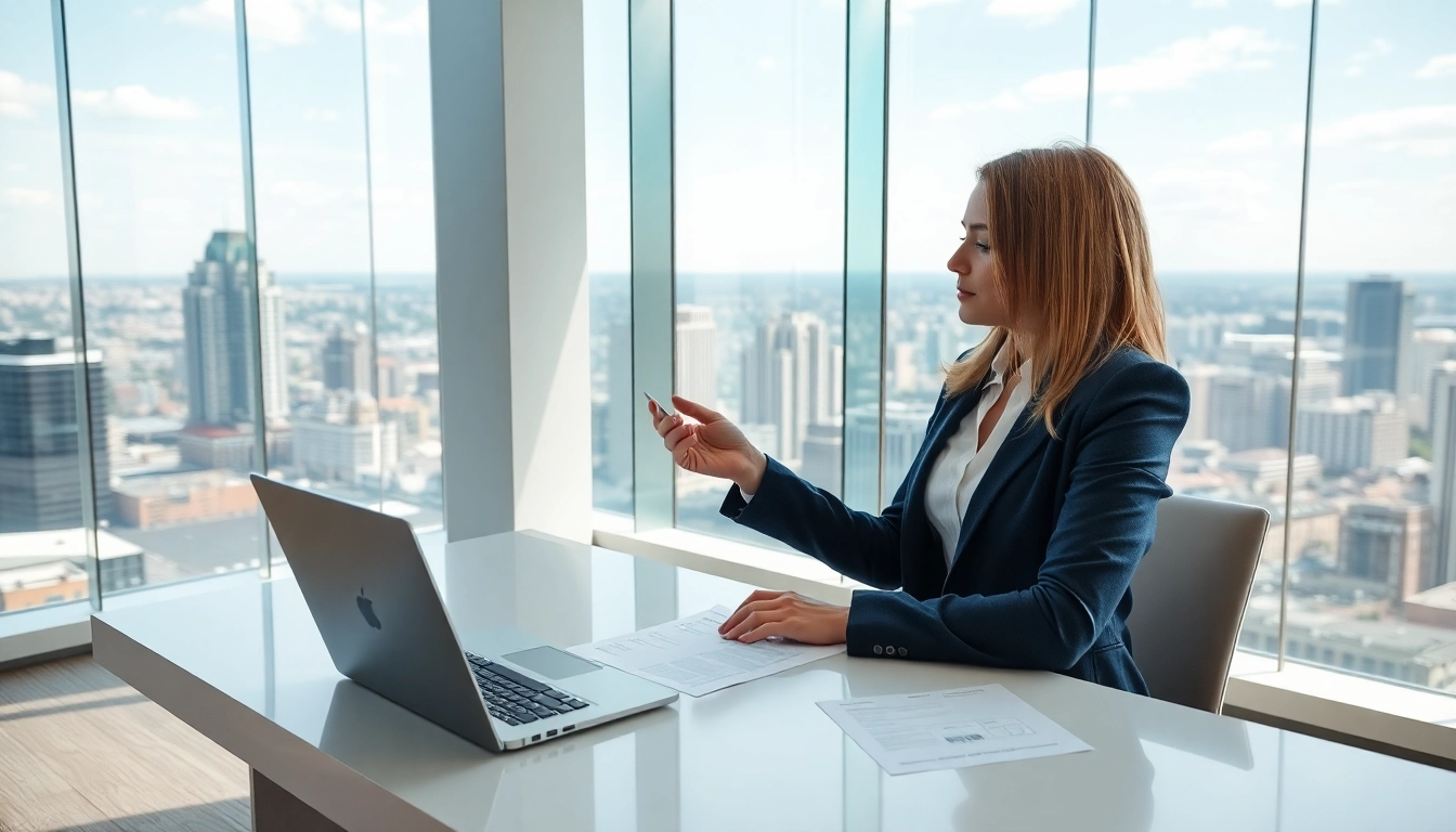 Explore vibrant real estate market with professional agent in modern office.