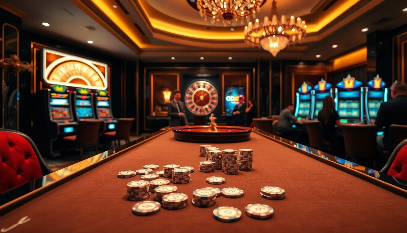 Experience the thrill of God345 at a luxurious casino table with vibrant chips and cards.