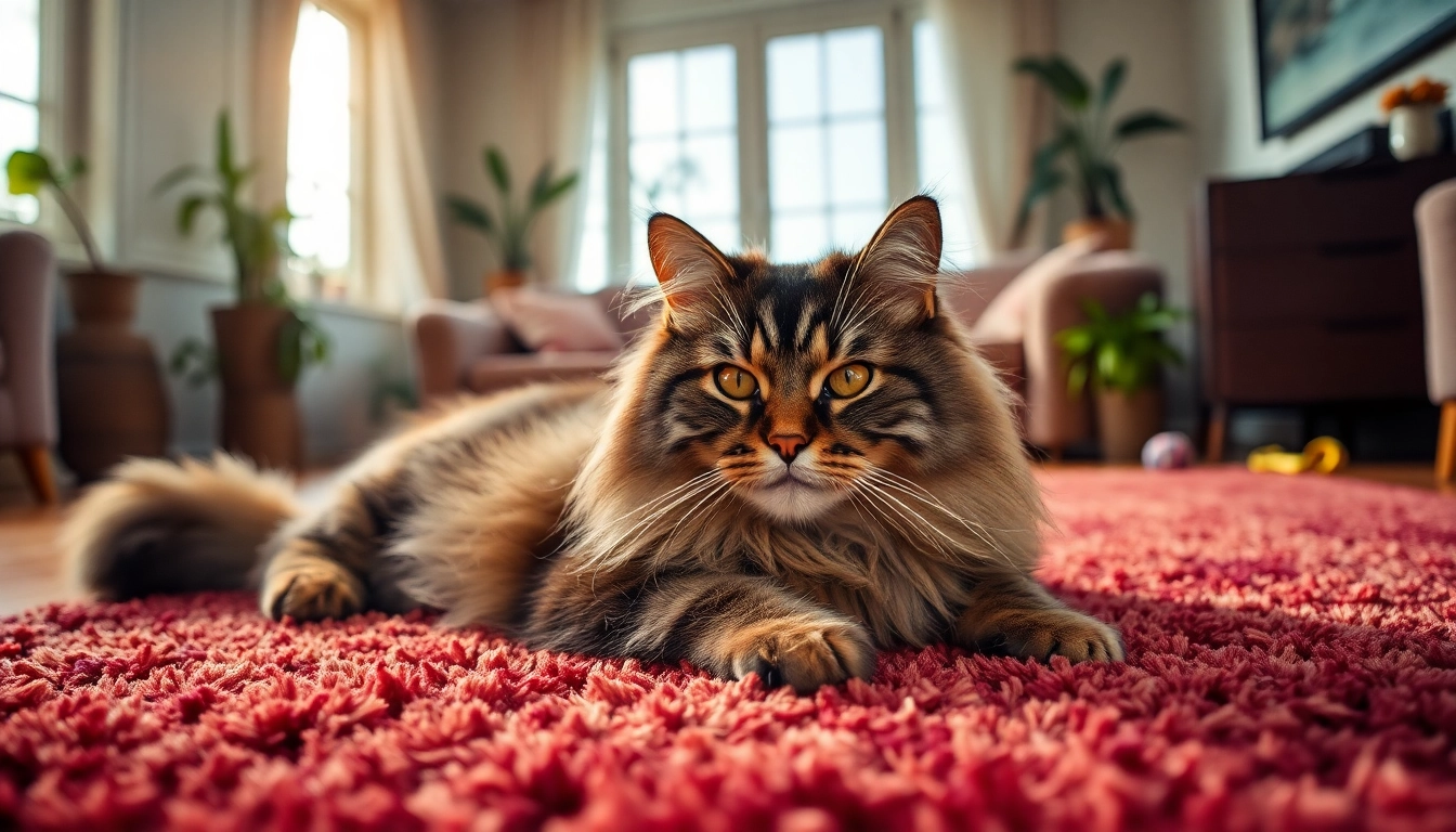 Maine Coon cats for sale near me showcasing a stunning cat lounging in a cozy home setting.