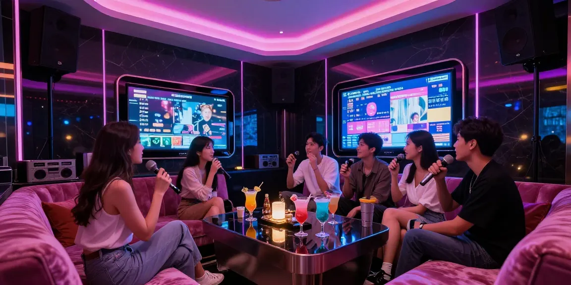강남의 고급스러운 카라오케 공간에서 즐기는 친구들, gugudanlounge.com/에서 제공하는 쾌적한 분위기와 전문적인 서비스.
