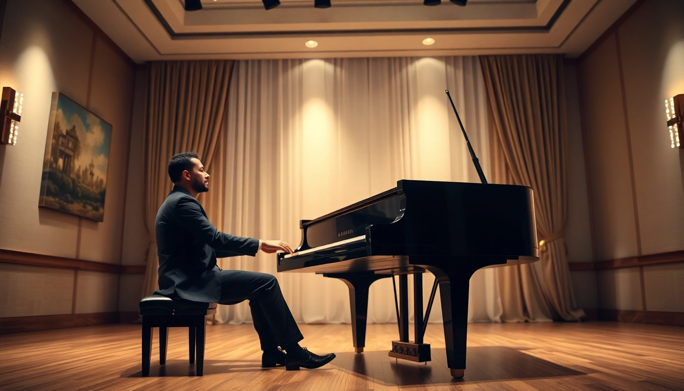 Stream solo piano music smoothly with https://whisperings.com.ua in a serene concert setting.