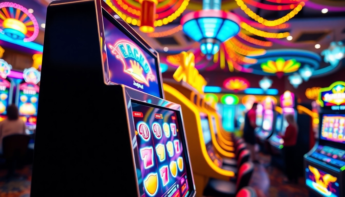 Menggoda pemain dengan slot gacor yang bersinar dan jackpot besar di kasino yang ramai.
