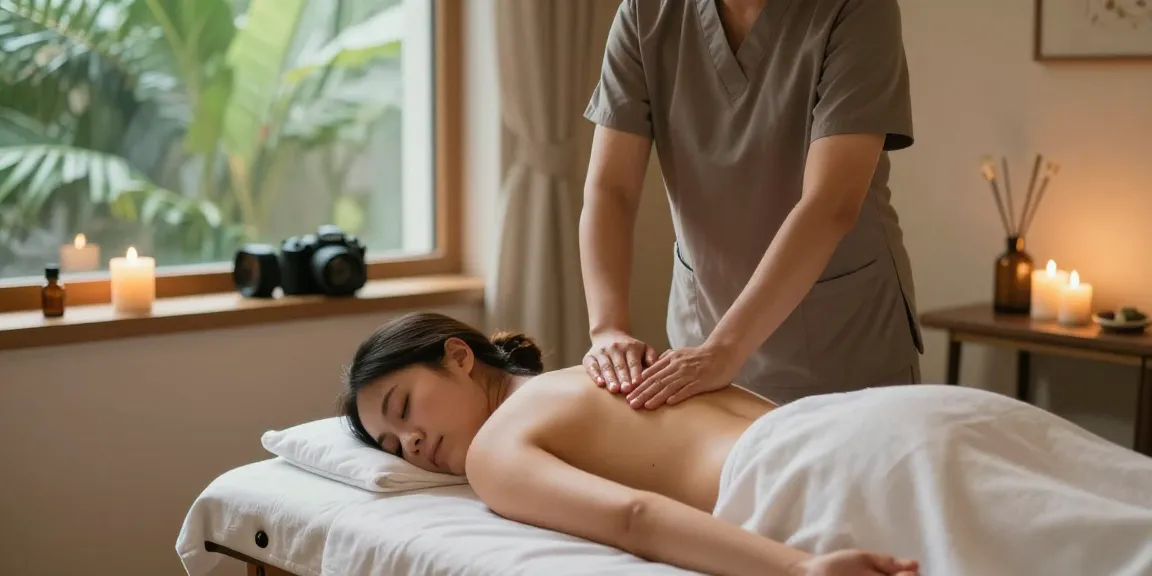 역삼동마사지의 편안한 마사지 룸에서 마사지 치료사가 고객에게 스웨디시 마사지를 제공하는 장면