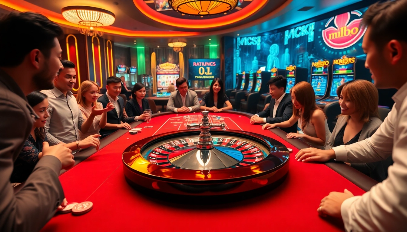 Exciting gaming scene at Nhà Cái mm88 showcasing vibrant casino tables and players in action.