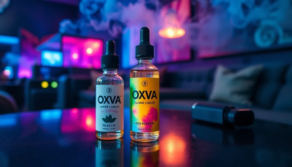 Genießen Sie Oxva Liquid in einer modernen Umgebung mit ansprechenden Dampfdetails.