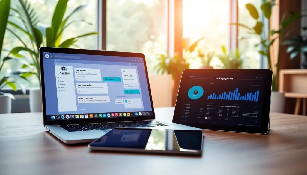 Engage with a vibrant free ai chat interface on a modern laptop in a serene workspace.