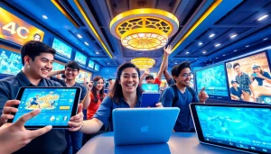 KJC AC gaming platform showcasing diverse users engaged in vibrant online entertainment.