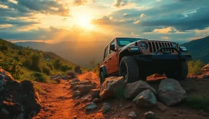 Menjelajahi alam dengan cari jepe yang menakjubkan di jalur off-road.