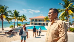 Showcasing a stunning Pattaya property with a real estate agent engaging potential buyers.