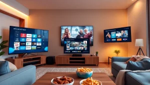 Experience seamless streaming with https://vizomate.com in a stylish modern living room setup.