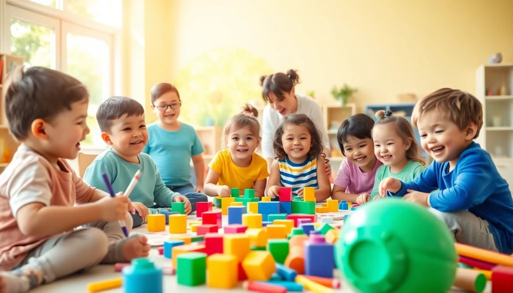 Engaging activities at https://juniorsjunction.com showcasing children playing joyfully in daycare.