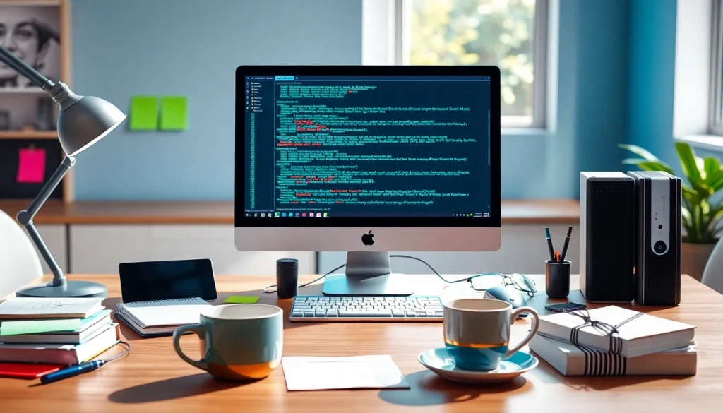 Mengatur workspace digital di https://152.42.170.247 dengan perangkat elegan dan catatan warna-warni.