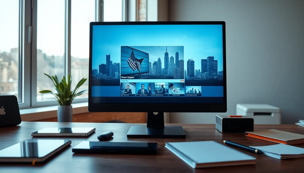 Technaujienos.lt skaitmeninio naujienų portalo ekranas modernioje aplinkoje.