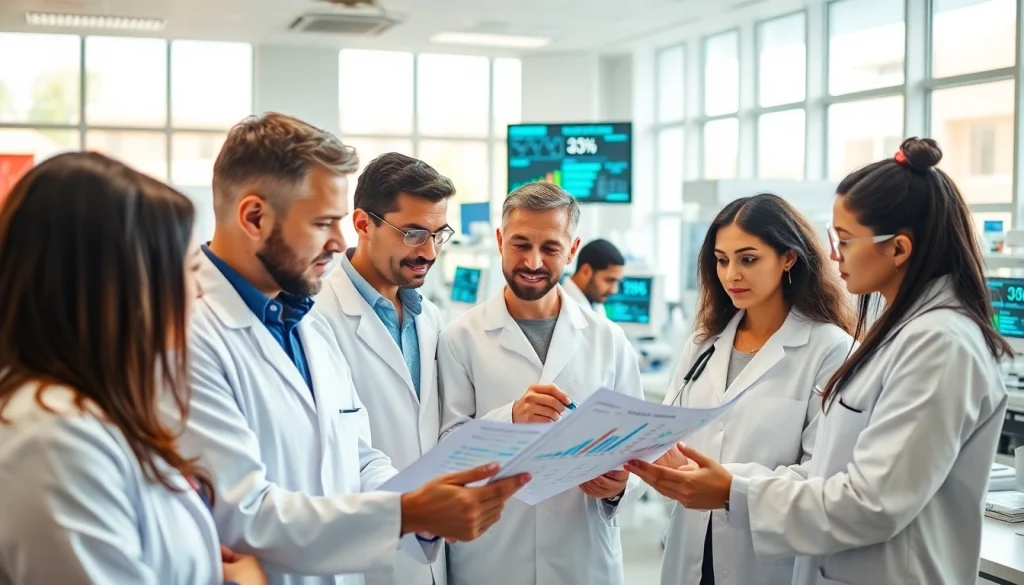 Research team conducting the ADAPTABLE Aspirin Study in a modern laboratory setting.