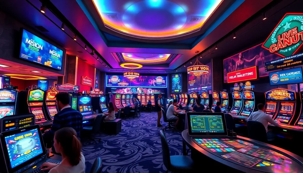 MM88 online gaming platform showcasing a vibrant casino atmosphere with players engaged in games and promotions.
