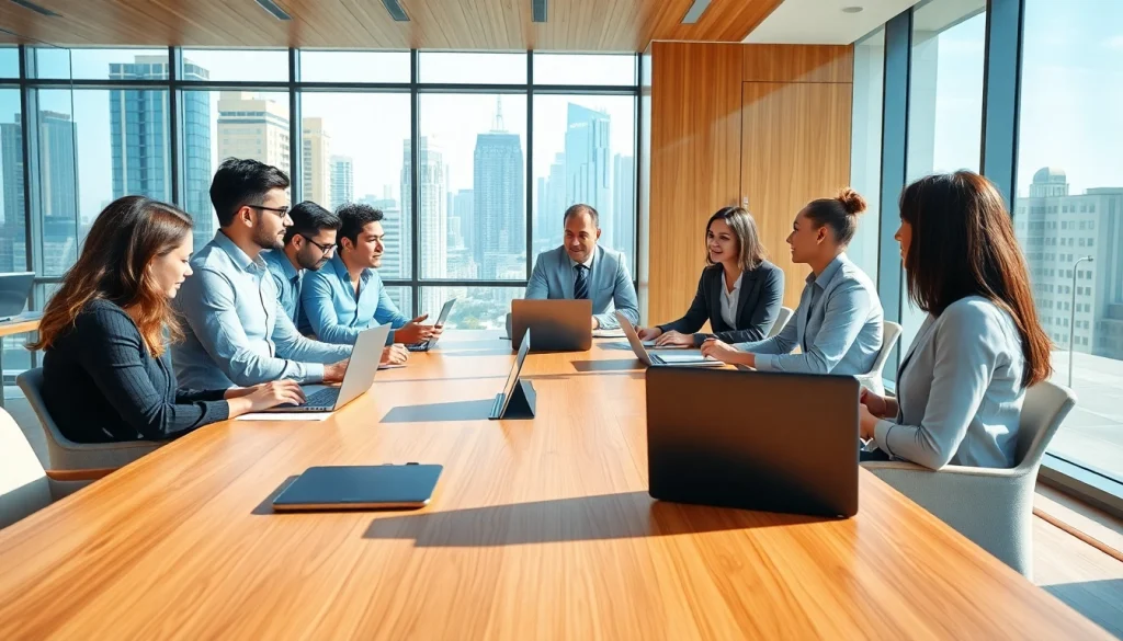 Engaged business meeting at https://valuesfirst.com in a modern office setting.