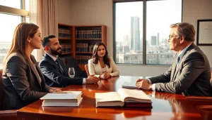 Consultation at https://www.fritschlawfirm.com with professional attorney and clients discussing legal strategies.