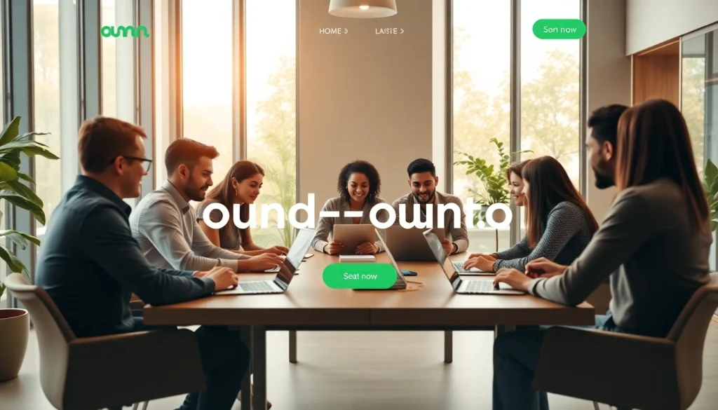 A modern professional setting showcasing teamwork and innovation at https://www.ound-ound.com with diverse individuals collaborating.