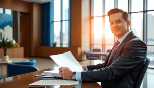 Engaging truck accident lawyer reviewing files at https://www.shiverhamilton.com in a modern office.