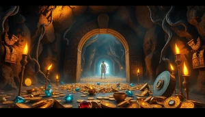 Unearth treasures of King Solomon's Mine in a mesmerizing underground cavern bathed in torchlight.