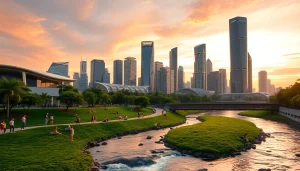 View of futuristic cityscape at dusk showcasing innovation and community at https://www.trilgameshproject.com.