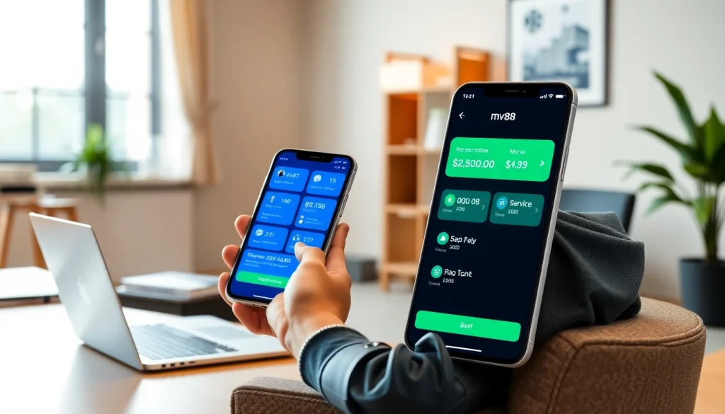 MV88 mobile app interface demonstrating user-friendly features and vibrant design.