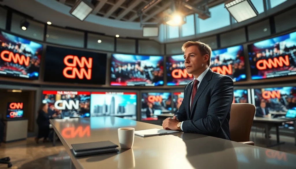 Catch the CNN Live Stream with real-time updates featuring dynamic newsroom scenes.