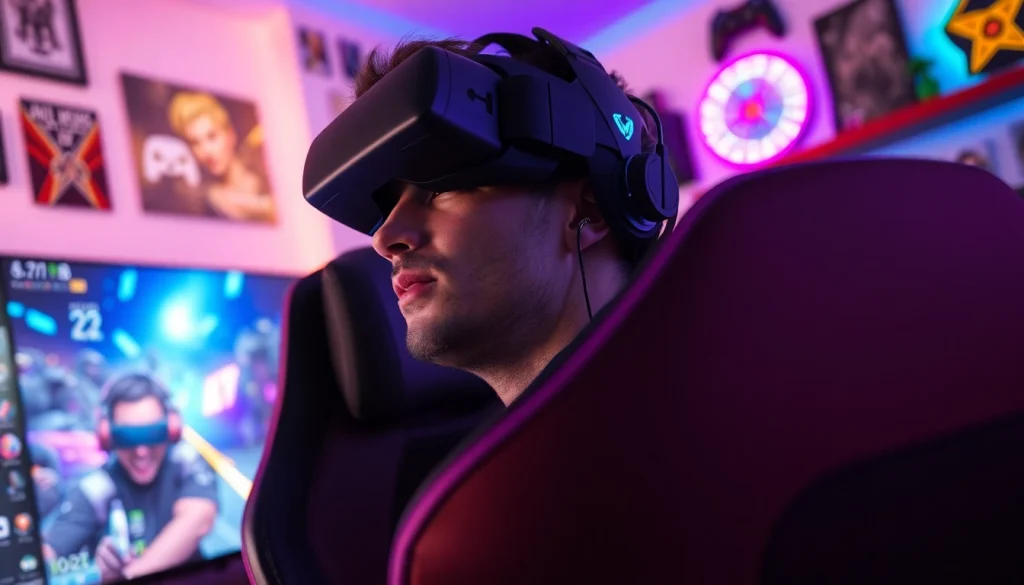 Jelajahi daftar ggsoft game dengan gamer fokus di ruang permainan modern yang terang.