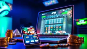 AF88 online betting platform showcasing a modern interface and app in an engaging gaming environment.