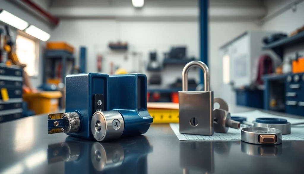 Installazione di serrature professionali di dakenlocks.com in un'officina con attrezzature di alta qualità.