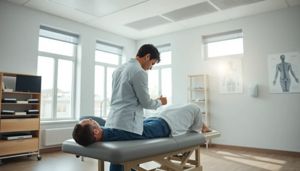 Chiropractor providing treatment at https://www.drzavosh.com featuring bright clinic atmosphere.