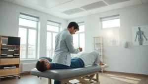 Chiropractor providing treatment at https://www.drzavosh.com featuring bright clinic atmosphere.