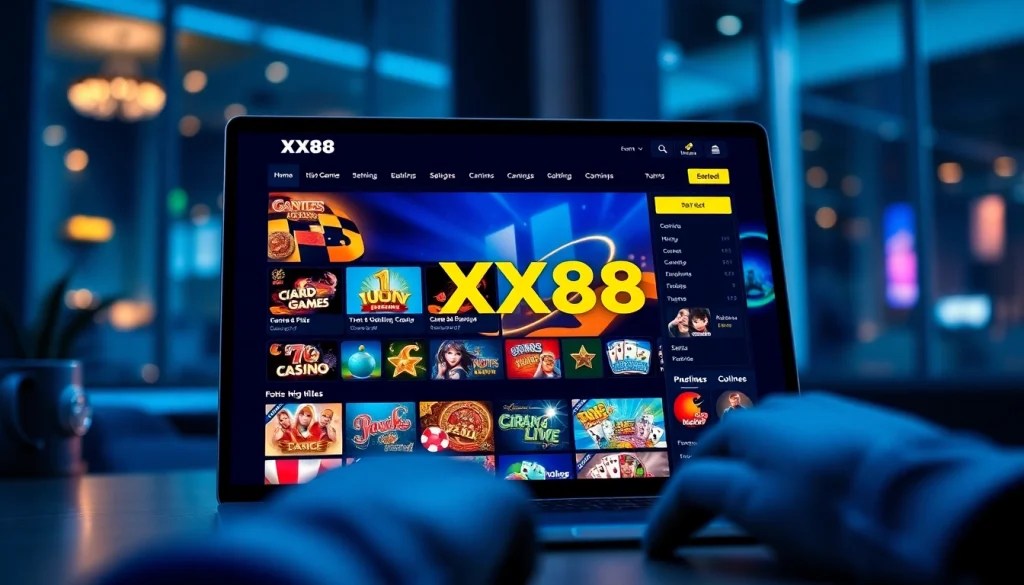 Experience the engaging XX88 online gambling interface, showcasing diverse casino games, ensuring fun and secure gameplay.