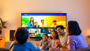 Enjoy the benefits of Mom IPTV service as a family watches their favorite shows together.