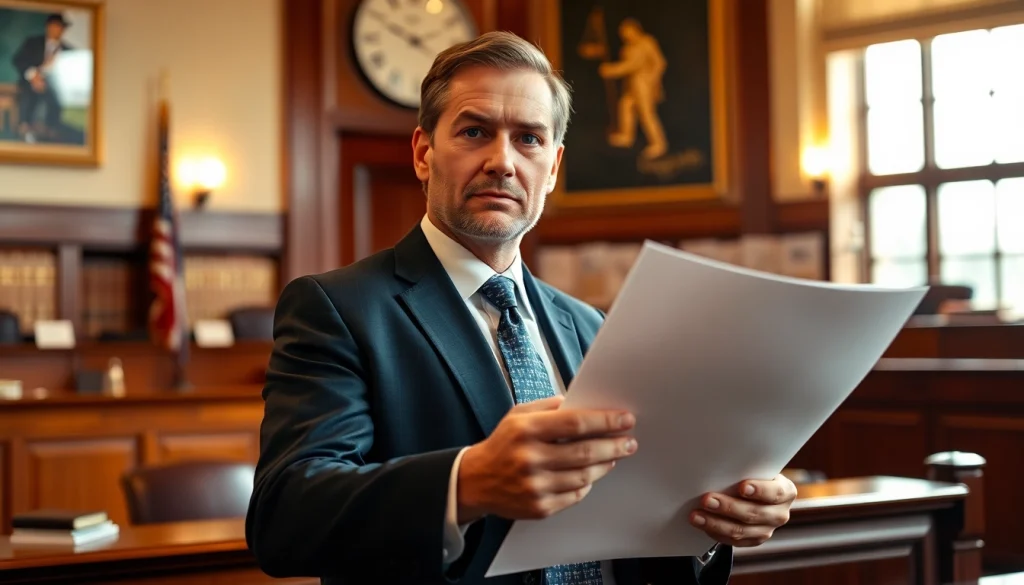 South Dakota car accident lawyer confidently presenting in a courtroom environment.