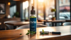 Oxva Liquid in an elegant setting, showcasing quality and style for vape enthusiasts.