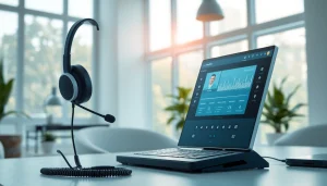 Engaging VOIP technology for seamless communication in a modern home office setting.