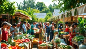 Explore sustainable living at https://www.unsustainablemagazine.com showcasing a vibrant marketplace.