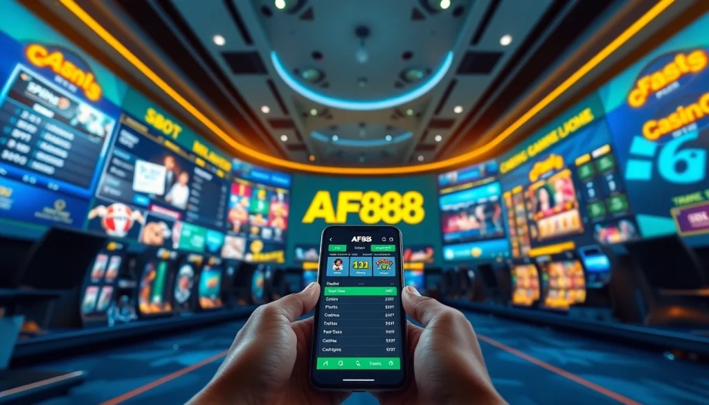 Engaging scene of af88 com showcasing a modern online gambling platform with betting options.