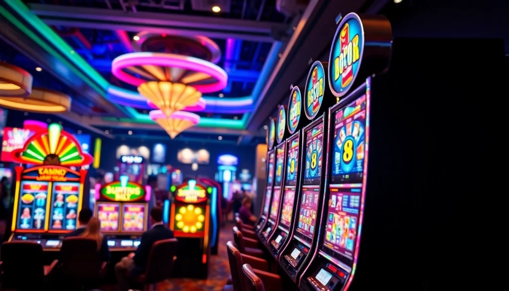 Menang besar dengan slot gacor di mesin permainan kasino yang cerah dan penuh warna.