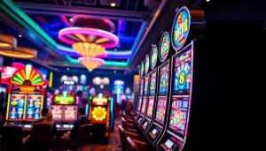 Menang besar dengan slot gacor di mesin permainan kasino yang cerah dan penuh warna.