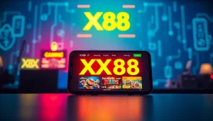 XX88 online gambling platform interface showcasing vibrant gaming options and security features.