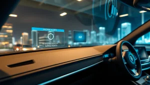 Visualize https://car-hack-world.com with a modern car dashboard illustrating cybersecurity features and hacking alerts.