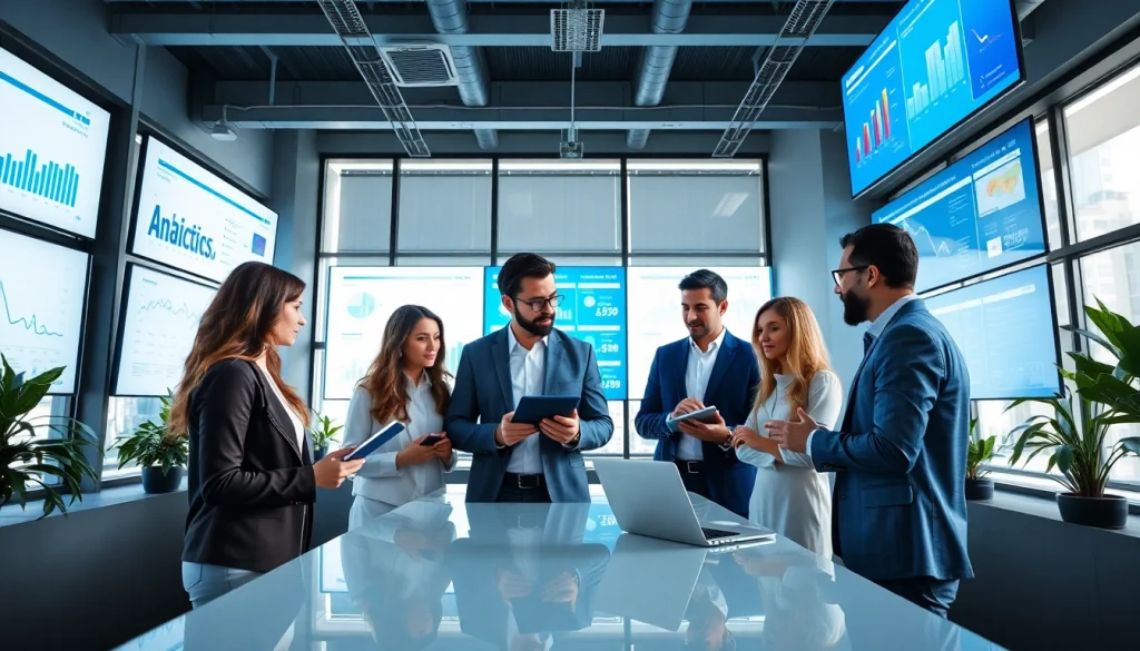 Enhance your social presence with services from https://boost-social-media.com, showcasing a professional marketing team collaborating.